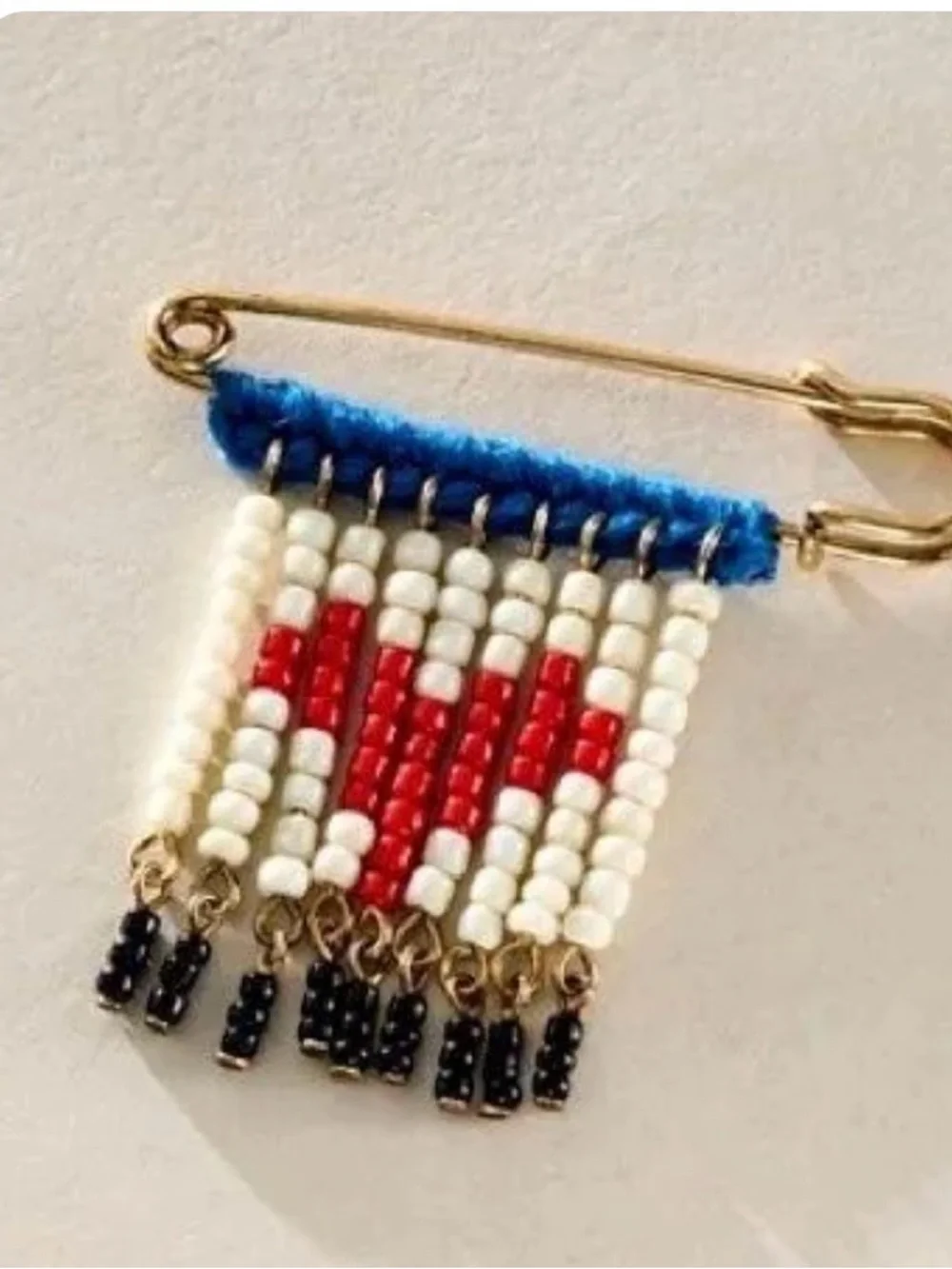 NWT Free People Bead Baby Brooch in Red White & Blue
